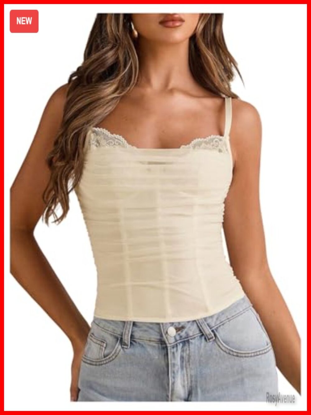 Lace Mesh Bustier Corset Top Backless Spaghetti Strap Camisole